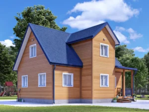 ДОМ ИЗ БРУСА 7×9 «ДБ12» (110 кв.м., 2 этажа, 7 на 9, с террасой, 4 спальнями и отдельной кухней)