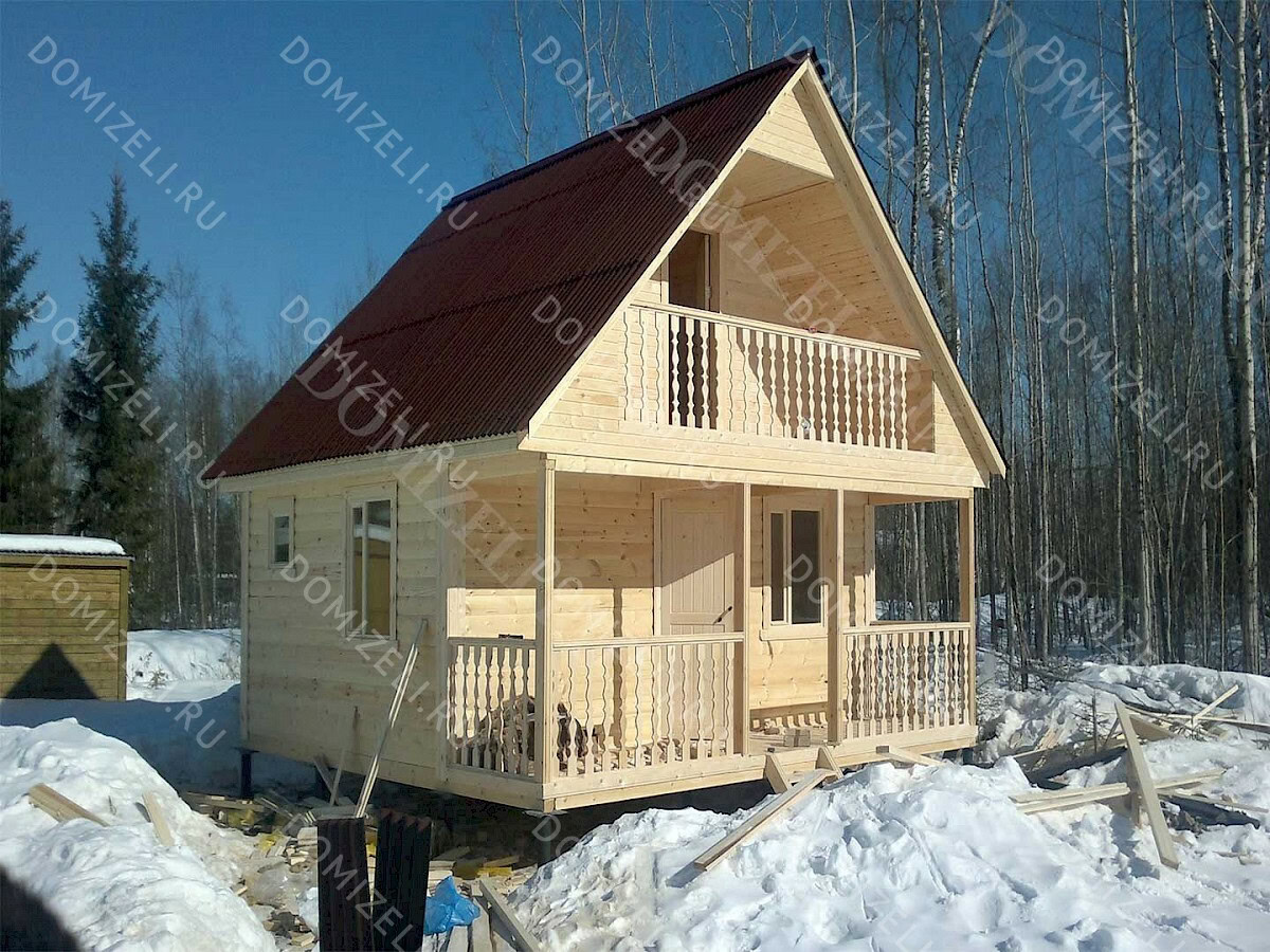 БАНЯ ИЗ БРУСА 6×6 «Б1» (60 кв.м., 2 этажа, 6 на 6, с мансардой, террасой и балконом) — фото 2
