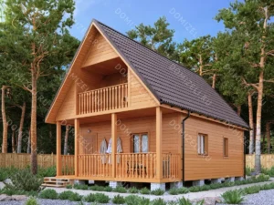 ДОМ ИЗ КАРКАСА 6×9 «ДК13» (75 кв.м., 2 этажа, 6 на 9, с мансардой, балконом и террасой)