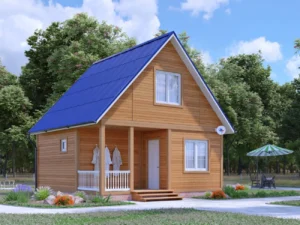 ДОМ ИЗ БРУСА 6×6 «ДБ27» (75 кв.м., 2 этажа, 6 на 6, с мансардой, террасой и отдельной кухней)