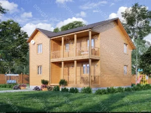 ДОМ ИЗ КАРКАСА 8×9 «ДК17» (110 кв.м., 2 этажа, 8 на 9, с балконом, террасой и 3 спальнями)