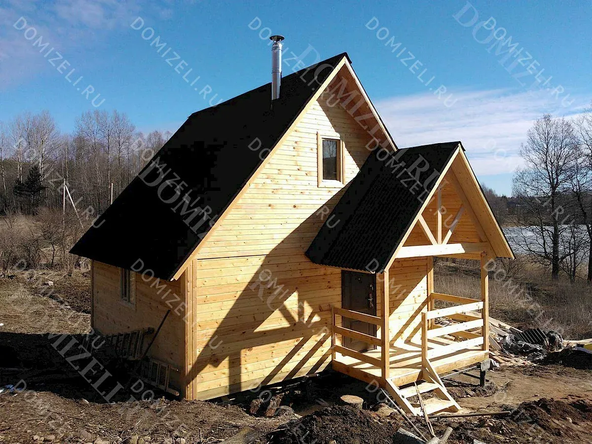 БАНЯ ИЗ БРУСА 6×6 «Б30» (63,9 кв.м., 2 этажа, 6 на 6, с мансардой, санузлом и душевой) — фото 2